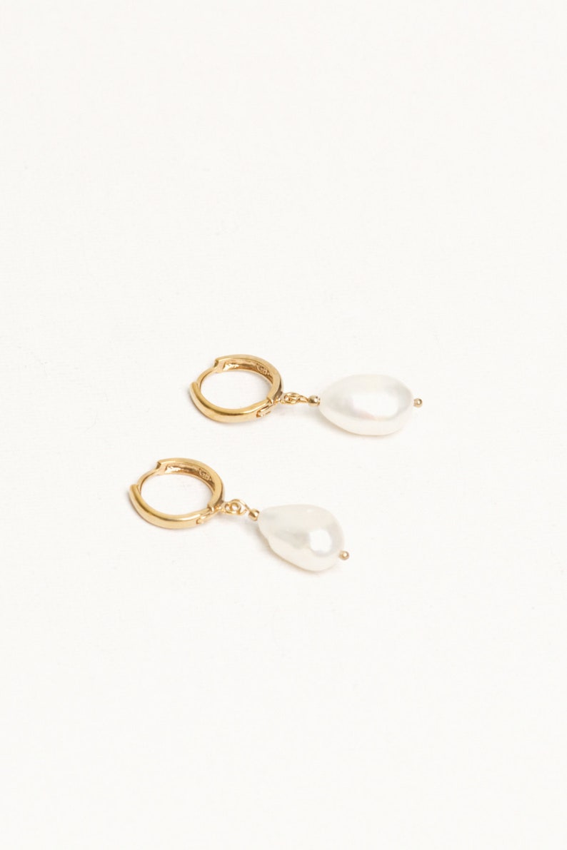 Natural Pearl 24K Gold Plated Sterling Silver Dangle Earrings Pearl Bridal Earrings Drop Bridal Earrings Dangle Pearl Earrings LORA image 6