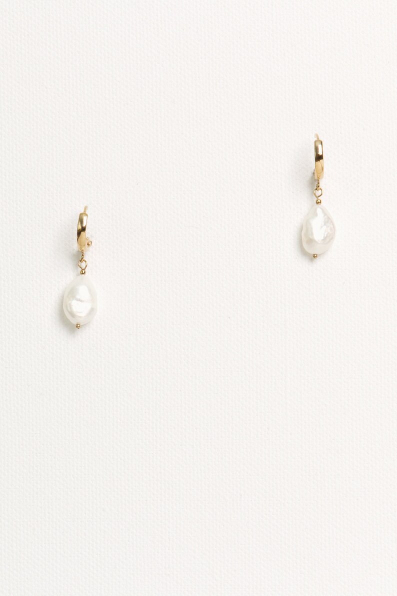 Natural Pearl 24K Gold Plated Sterling Silver Dangle Earrings Pearl Bridal Earrings Drop Bridal Earrings Dangle Pearl Earrings LORA image 5