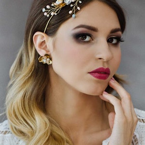 KAYLA Aquamarine, opal & crystal floral earrings, Bridal stud earrings, Wedding Earrings, Wedding Jewelry, Bridal Jewelry, Accessories image 6