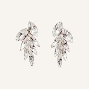 Crystal Stud Earrings, Cluster Rhinestone Bridal Earrings, Wedding Jewelry for Bride, Statement Crystal Accessories | NESS