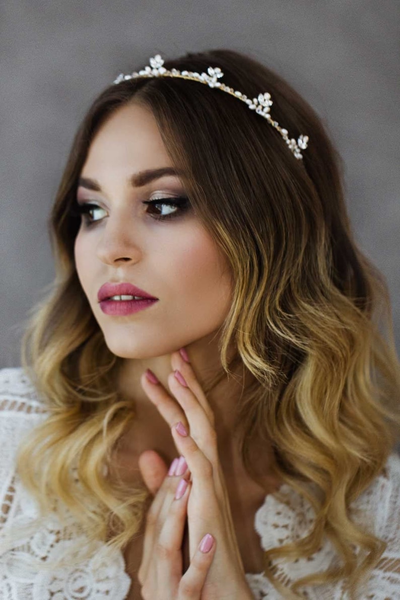 FRANCIS | Crystal pearl delicate bridal crown, Crystal floral we FRANCIS | Crystal pearl delicate bridal crown, Crystal floral we
