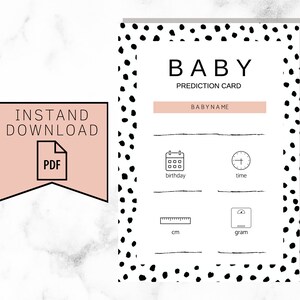Cartes de prédictions pour bébé - téléchargement immédiat - rose et pois - activité babyshower