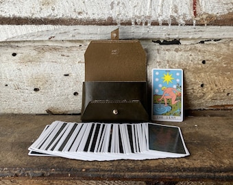 Tarot Leather Bag - Tarot Cover - Tarot Card Pouch - Tarot Reader Gift - Tarot Pouch - Witch Pouch - Mini Tarot Bag - Oracle Card Pouch