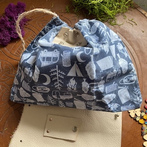 Handmade Leather Foraging Pouch: Waxed Canvas Camping Belt Bag
