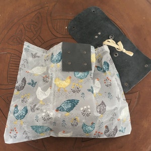 Handmade Leather Foraging Pouch: Waxed Canvas Chicken Bag