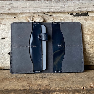 Feld Notebook Lederhülle - Blaue Leder Reisebrieftasche - Feld Notebook-Hülle - Blaue Leder Passport Brieftasche - Passport Größe Passport Portemonnaie