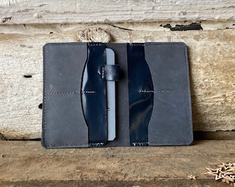 Field Notebook Leather Cover - Blue Leather Travel Wallet - Field Notebook Case - Blue Leather Passport Wallet - Passport Size Passport Case