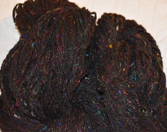 Alpaca Mohair /& Shetland Blend Shimmery Dark Gray Handspun Yarn