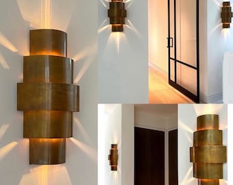 Modern Statement Wall Sconce KELLY Wall Light Sculpture ,  Handcrafted Statement Brass Wall Lamp Light