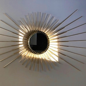 Stunning Mid- Century Modern Mirror ,  Sunburst Wall Mirror Starburst ,  Handmade Solid Brass Mirror , Large 120cms High X 80cms Wide.