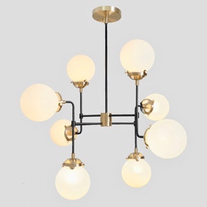 Modern BISTRO Globe Chandelier ,  Large Chandelier Lighting Industrial, Multi Light Hanging Pendant, Modern 8 Globe Chandelier Dining Room