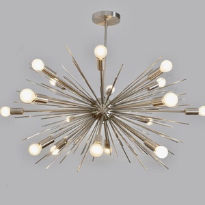Mid Century Sputnik Brass Chandelier SPURCHIN Handmade Urchin Chandelier Silver Chrome Ceiling Light 18 Light 32 Etsy