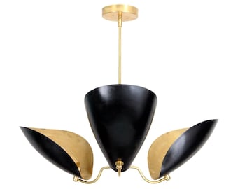Handmade Mid Century Modern Brass Sputnik SCUDO Chandelier - Statement Ceiling Light Dining Hall 3-light