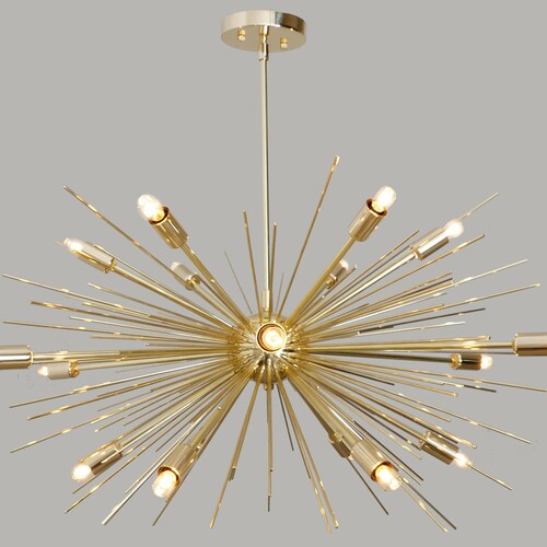 Mid Century Sputnik Brass Chandelier Spurchin Handmade Mid Century Sputnik Brass Chandelier, 18 Light Sputnik Chandelier