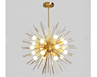 Stunning Statement Mid Century Sputnik Chandelier , Large DAZZLE Starburst Ceiling Lamp Light , Mid Century Sputnik Chandelier 20 light