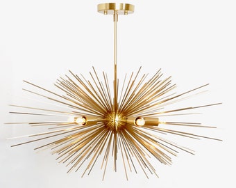 5 light Mid Century Handmade Sputnik Chandelier AVA Starburst , Handmade Gold Sputnik Ceiling Light Copper Pendant