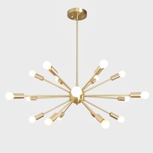 Mid Century Sputnik Chandelier , Modern Handmade CLASSIC Brass Sputnik Ceiling Light Fixture Lamp  18 light 32inch