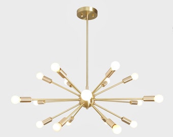 Mid Century Sputnik Chandelier , Modern Handmade CLASSIC Brass Sputnik Ceiling Light Fixture Lamp  18 light 32inch