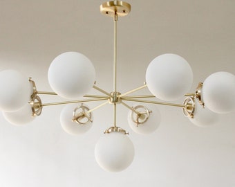 Mid Century Modern Brass Apollo Black Chandelier with 5 Mid Century Modern Brass Apollo Black Chandelier with 5