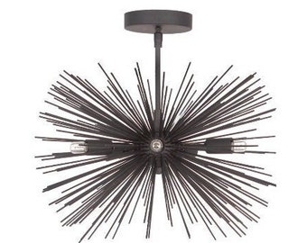 Mid Century Sputnik Chandelier URCHIN Lámpara de luz de techo, Modern Sputnik Techo Colgante Lámpara de araña Comedor Hall de entrada 18 "5 luces