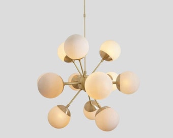 Mid Century Sputnik Chandelier, Hand Blown Glass Globes