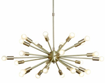 Handmade Brass Sputnik Chandelier, Mid Century Modern Light (32 inch)