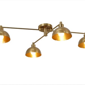 Modern 4 Light Handmade Lamp Ceiling Light BOLIVAR ,  Modern Industrial Handcrafted Brass Flush Mount Low Ceiling Light Lamp