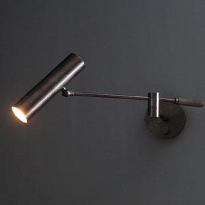 Modern Wall Lamp Swing Arm LAURIE Wall Light Sconce, Cylinder Reading Sconce , Handmade Contemporary Brass Spot Light Bedroom Reading Light image 6