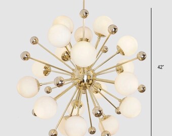 Mid Century Modern Brass Apollo Black Chandelier with 5 Mid Century Modern Brass Apollo Black Chandelier with 5
