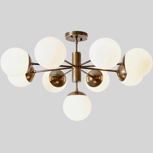 Gorgeous Mid Century Sputnik Chandelier 9 Light, Modern Handmade Brass DECO SLAD Globe Chandelier,  Statement Chandelier Dining-room