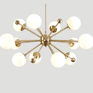 Stunning Large Mid Century Brass Sputnik Chandelier Statement Ceiling Light Lamp GALACTIC 12 light Dining Entrance Hall Lounge