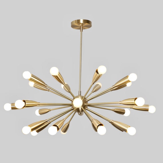 Mid Century Sputnik Chandelier , Modern Handmade CLASSIC Brass Sputnik  Ceiling Light Fixture Lamp 18 Light 32inch 