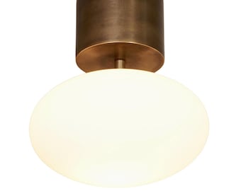 Modern Handmade Brass Single Lelli Ceiling Light, Flush Mount Hallway and Bathroom