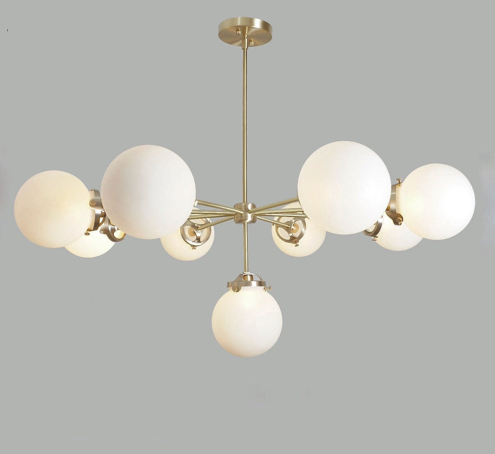 Magnifique Milieu de Siècle Sputnik Helio Chandelier Luminaire, Grand Moderne Fait à La Main en Lait