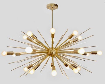 Gorgeous Large Mid Century Sputnik Chandelier SPURCHIN , Handmade Urchin Chandelier Black Ceiling Light 24 light 36"