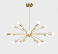 Mid Century Sputnik Chandelier , Modern Handmade CLASSIC Brass Sputnik Ceiling Light Fixture Lamp  18 light 32inch