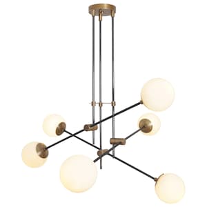 Modern Ceiling Pendant Light Lamp EQUIPOISE , Modern Statement Globe Chandelier , Handmade Brass Light Fixture 6 light InscapesDesign