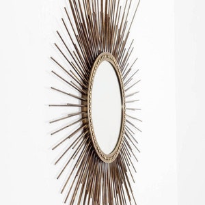 Stunning Mid Century Modern Mirror , Sunburst Wall Mirror Starburst , Handmade Solid Brass Mirror , Large 120cms High X 80cms Wide. image 3