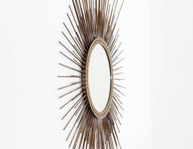 Stunning Mid Century Modern Mirror , Sunburst Wall Mirror Starburst , Handmade Solid Brass Mirror , Large 120cms High X 80cms Wide. image 3