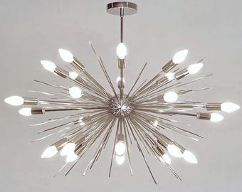 Handmade Large Mid Century Sputnik Chandelier - SPURCHIN Statement Celing Light Hall Dining