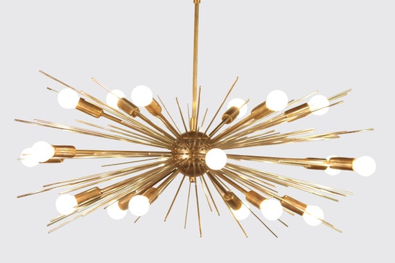 Mid Century Modern Sputnik Chandelier Statement Urchin Chandelier Brass Spurchin Chandelier Handmade Modern Ceiling Light
