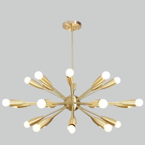 Mid Century Stilnovo Brass Sputnik Chandelier, Handmade Brass  Ceiling Lamp Light, Sputnik Dining Room Chandelier  24 arms/lights