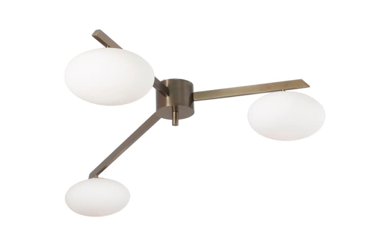 Lampadario da soffitto in ottone italiano stile vintage Lelli della metà del secolo Lampada da incasso Lampada a sospensione Lampada da soffitto bassa Sala da pranzo Ingresso Camera da letto 3 luci immagine 6