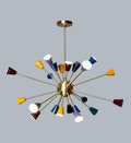 Gorgeous Mid Century Multicolour Sputnik Chandelier,  SCOPPIARE Multicolore Sputnik Ceiling Light Lamp Dining room  24 light 32" diameter