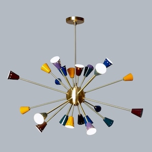 Gorgeous Mid Century Multicolour Sputnik Chandelier,  SCOPPIARE Multicolore Sputnik Ceiling Light Lamp Dining room  24 light 32" diameter