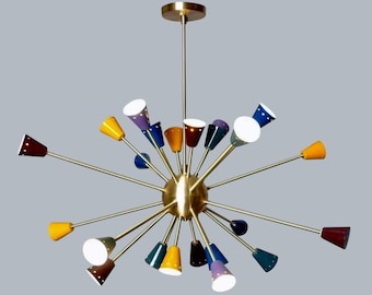 Gorgeous Mid Century Multicolour Sputnik Chandelier,  SCOPPIARE Multicolore Sputnik Ceiling Light Lamp Dining room  24 light 32" diameter