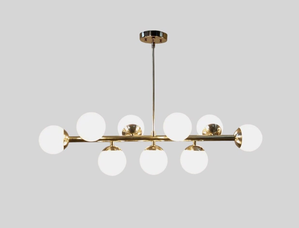 ZJVAIVE 5-Light Gold Candlestick Hanging Linear Chandelier Lighting Fixture With Cloth Shade For Kitchen Island FTD9019M-5-PG - The Home Depot