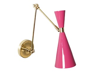 Handmade Brass Mid Century Wall Sconce, Modern Bedside Lamp