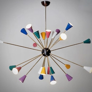 Spektakuläre große Mid Century Multicolour Sputnik Kronleuchter, Multicolor SCOPPIARE Sputnik Deckenleuchte Lampe Esszimmer Eingang 53 24 Glühbirne Bild 5