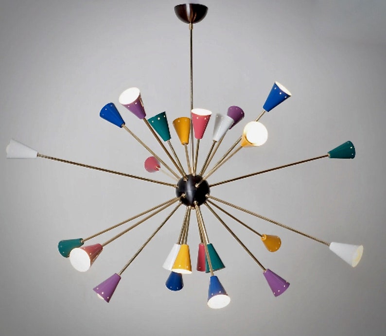 Spektakuläre große Mid Century Multicolour Sputnik Kronleuchter, Multicolor SCOPPIARE Sputnik Deckenleuchte Lampe Esszimmer Eingang 53 24 Glühbirne Bild 5